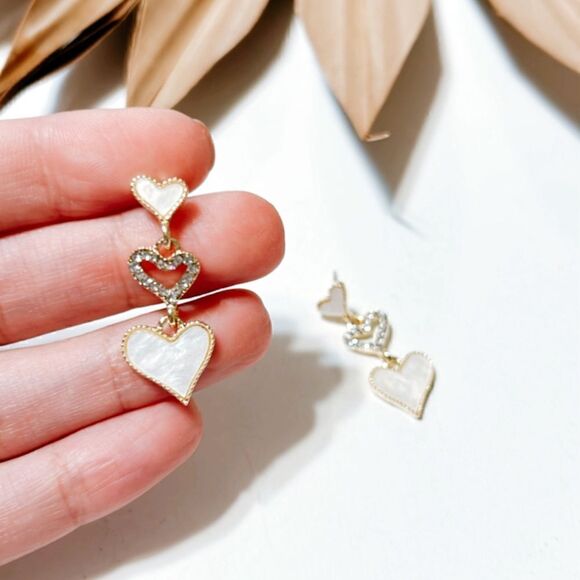 heart drop earrings H179 - Picture 5 of 5